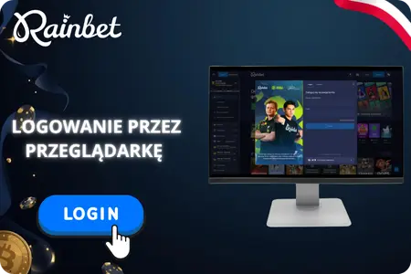 Rainbet Casino login na komputerze przez przeglądarkę