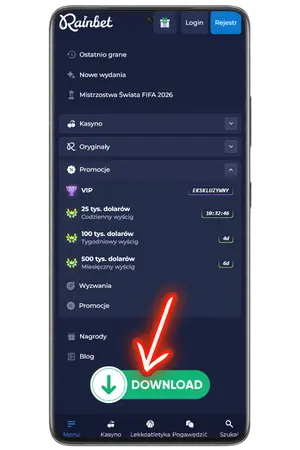 Aby pobrać Rainbet App kliknij przycisk pobierania.